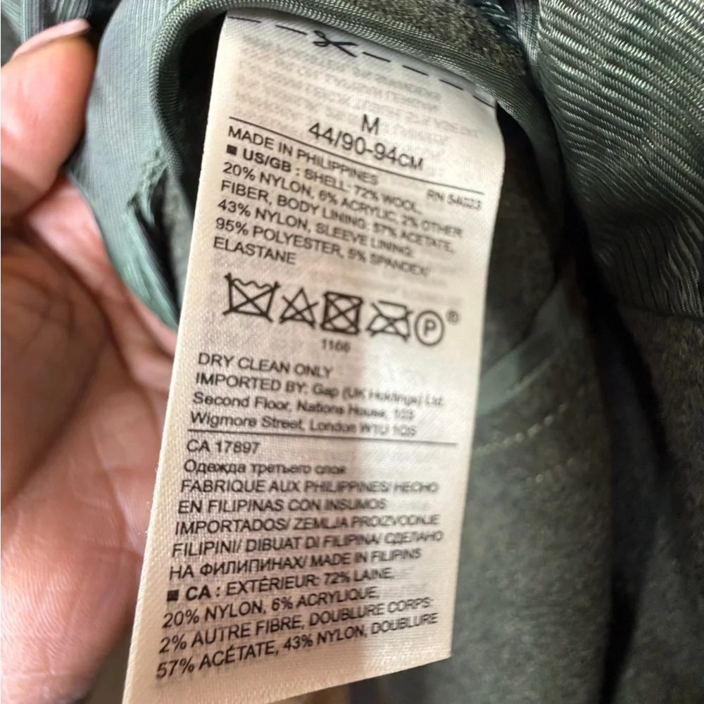 Banana Republic Double-Breasted Green Italian Wool Military Style Jacket‎